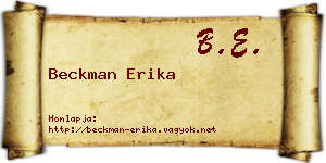 Beckman Erika névjegykártya